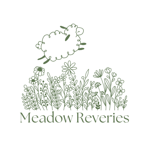 The Meadow Reveries logo depicts a cartoon sheep leaping over wildflowers.